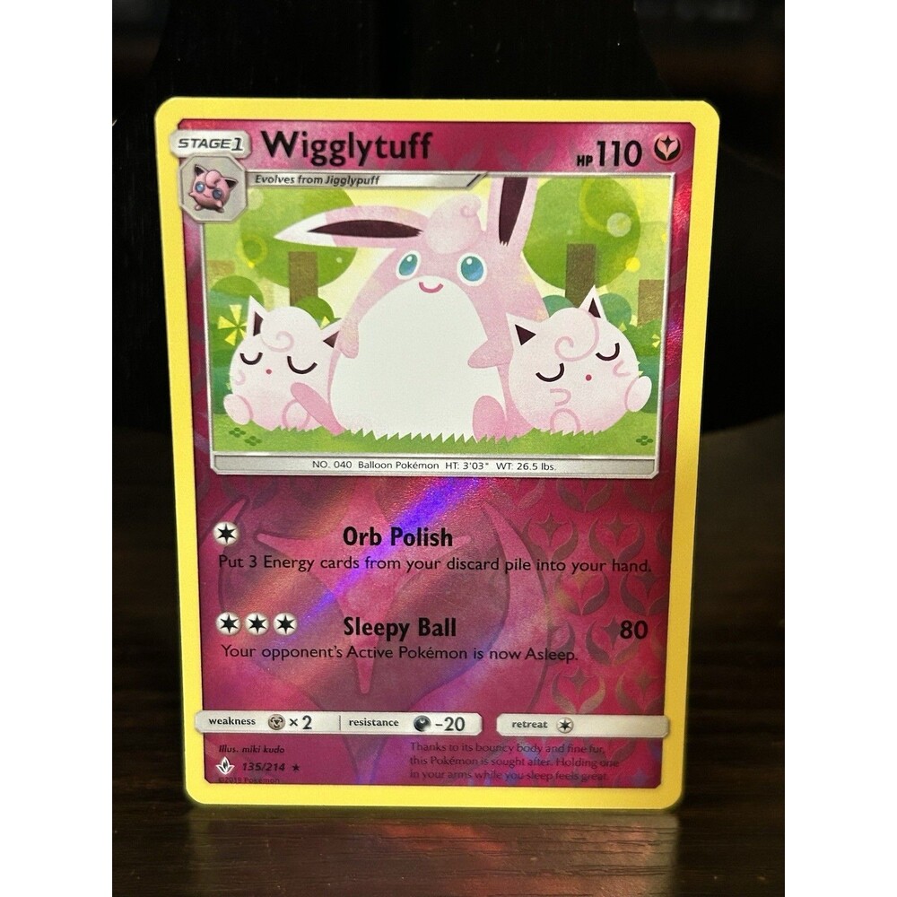 Pokemon Wigglytuff SM - Unbroken Bonds 135/214 Reverse Holo LP TCG Card
